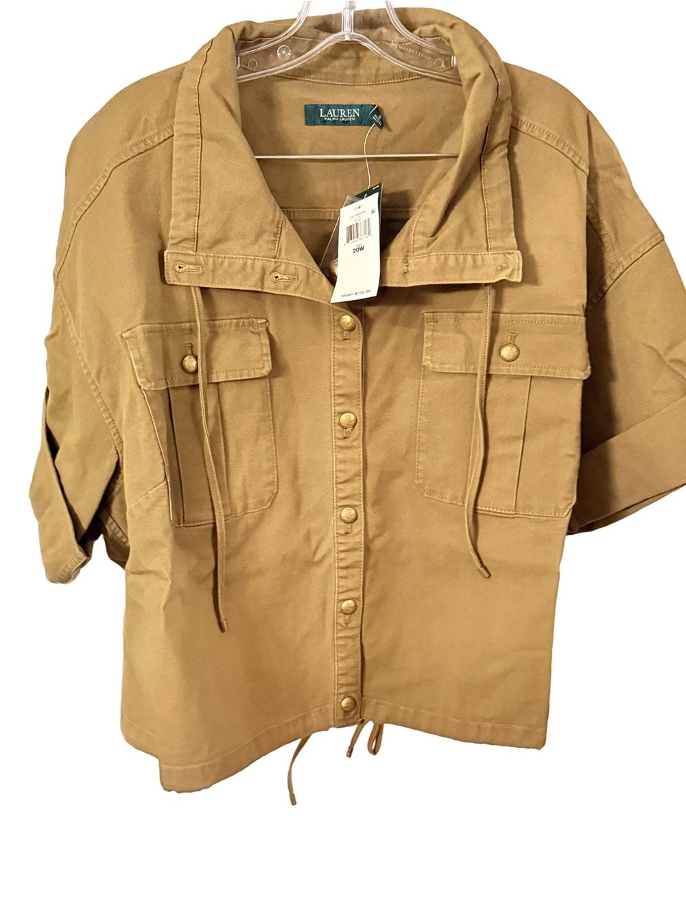 Lauren Ralph Lauren Women’s Cropped Safari Utility Jacket Tan Sz 20W NWT